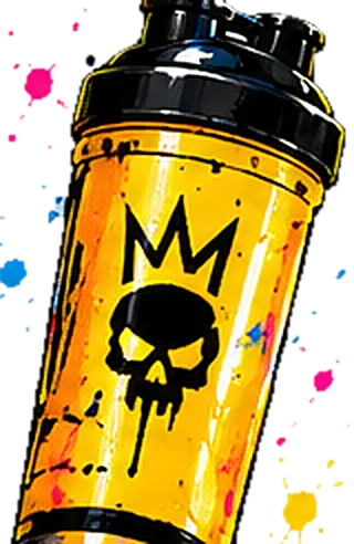 Mad Mayhem's shaker with the crown and skull mark
